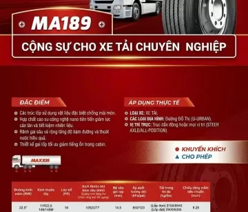 Lốp Maxxis MA189 11R22.5 16PR | Lốp Xe Tải Chính Hãng Cửu Long Thiên